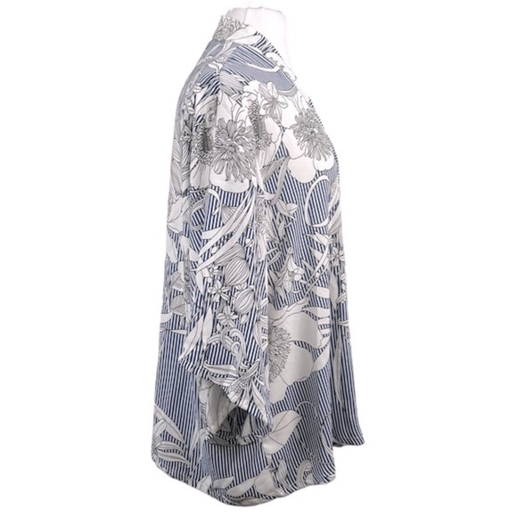 ANTHROPOLOGIE Akemi & Kin Savanah Floral & Stripe Open Front Poly Chiffon Kimono - Picture 5 of 7